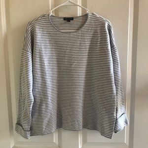 Eileen Fisher S/P gray/white stripe heavy knit top